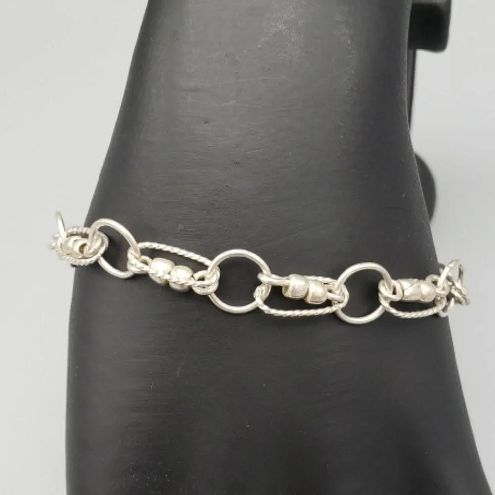 Sterling Silver 950 Link Bracelet 7.25 Inch - Picture 2 of 4